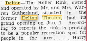 Delton Theatre - Converted To Roller Rink Jan 12 1954 (newer photo)